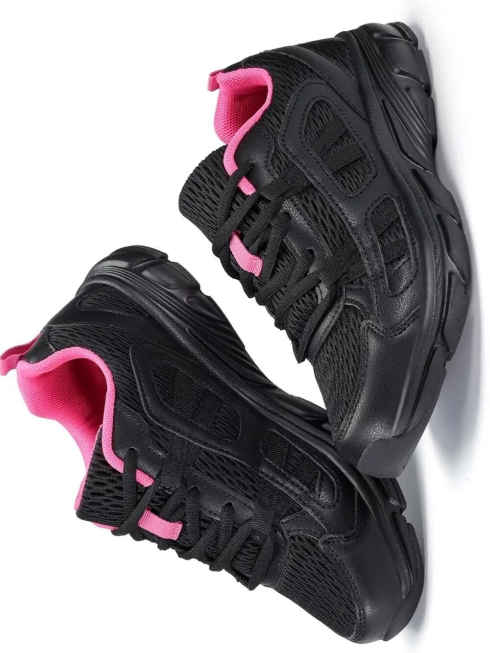 Women's Black Rose Red Walking Shoes Comfortable Running Casual Tennis Sneakers